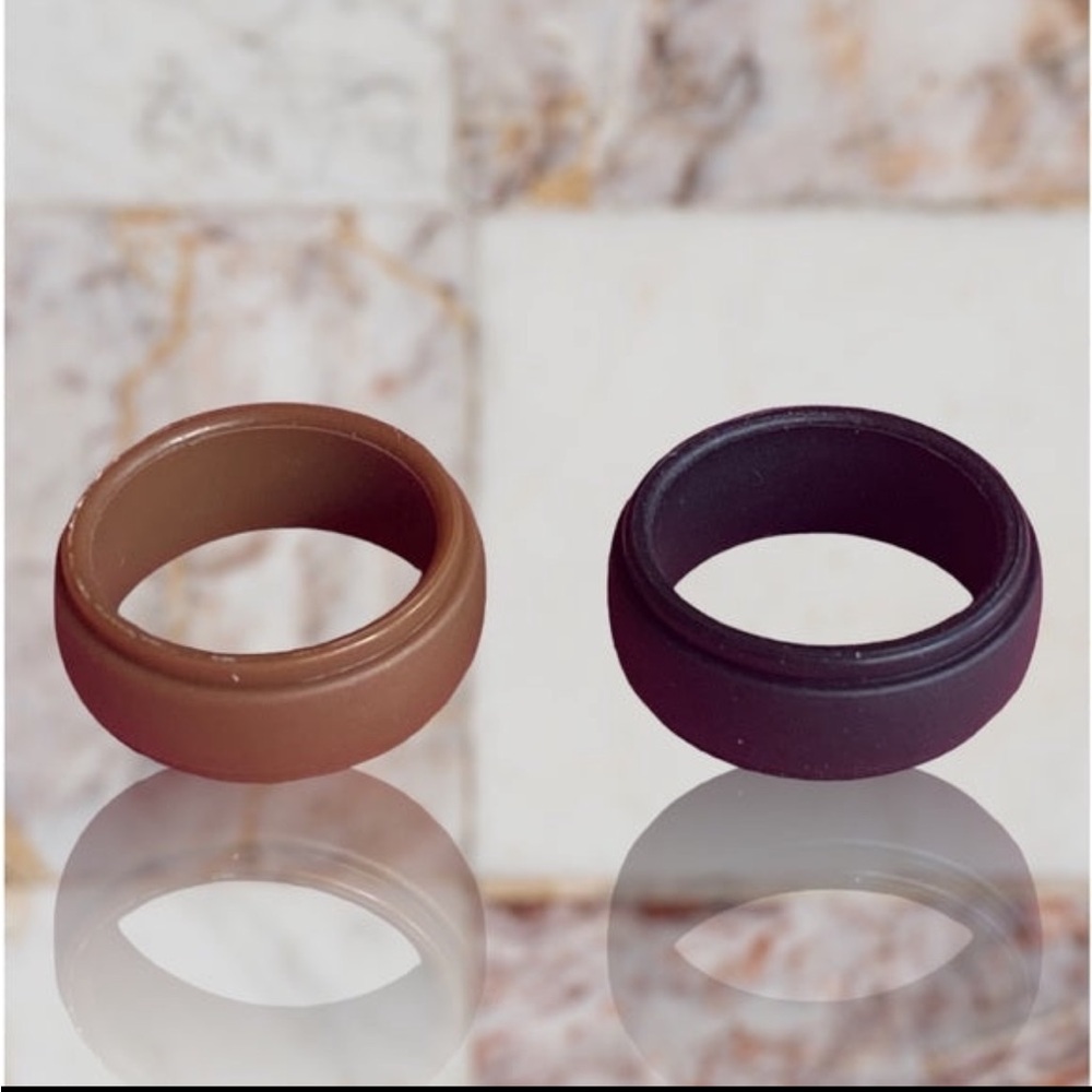NEW Fine Fashion Unisex Any-Activity Silicon Ring 2-PACK Metallic Colors (9-12)